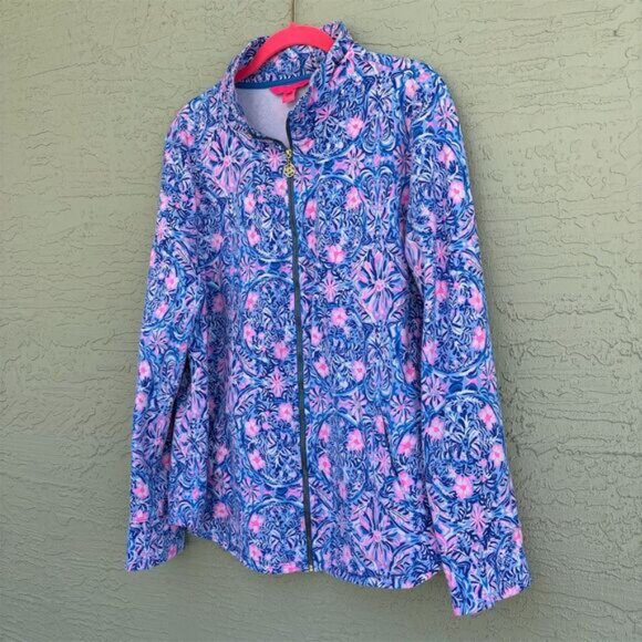 Lilly Pulitzer Women's XL Blue Leona Zip Up Jacket Long Sleeve Casual - Picture 3 of 11